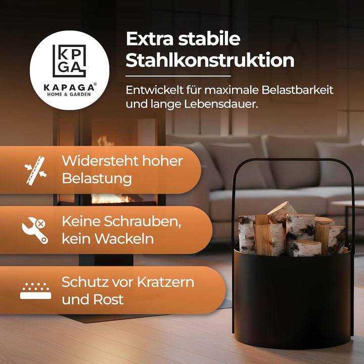 Kapaga - Holzkörbe, Kaminholzregal innen Metall, Holzlager innen, Feuerholzregal, Brennholzregal inn
