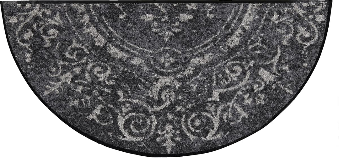 Salonloewe Amira Grey Fussmatte waschbar H42 x 085 cm Fussabtreter Schmutzfangmatte halbrund grau