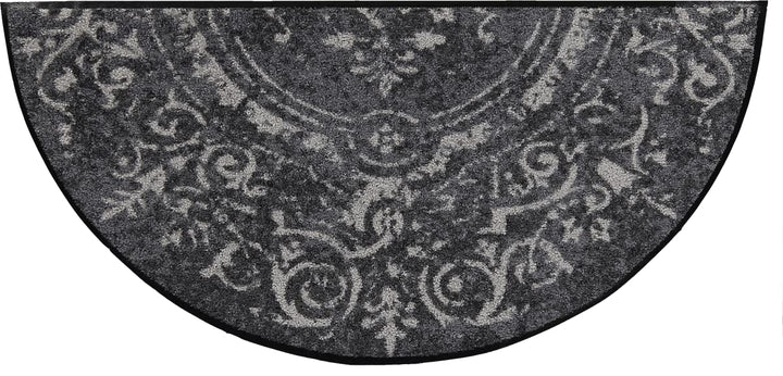 Salonloewe Amira Grey Fussmatte waschbar H42 x 085 cm Fussabtreter Schmutzfangmatte halbrund grau