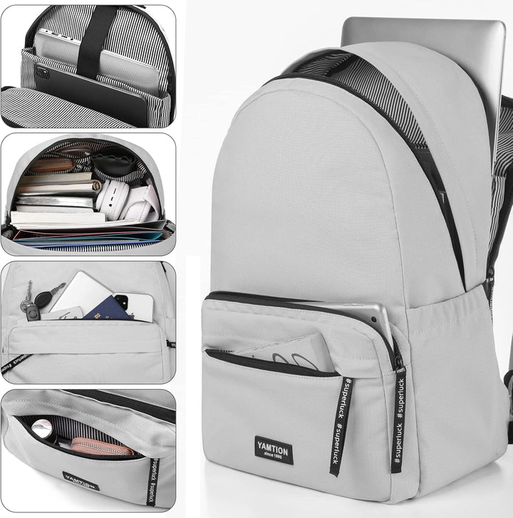 YAMTION Rucksack Schule Teenager Jungen &amp; Mädchen für 15.6 Zoll Laptop,Schulranzen Damen Herren Stad