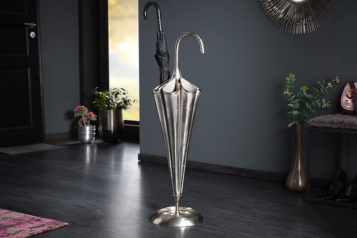 riess-ambiente.de Eleganter Schirmständer Umbrella 91cm Silber Aluminium für 6 Schirme Ständer Wohna