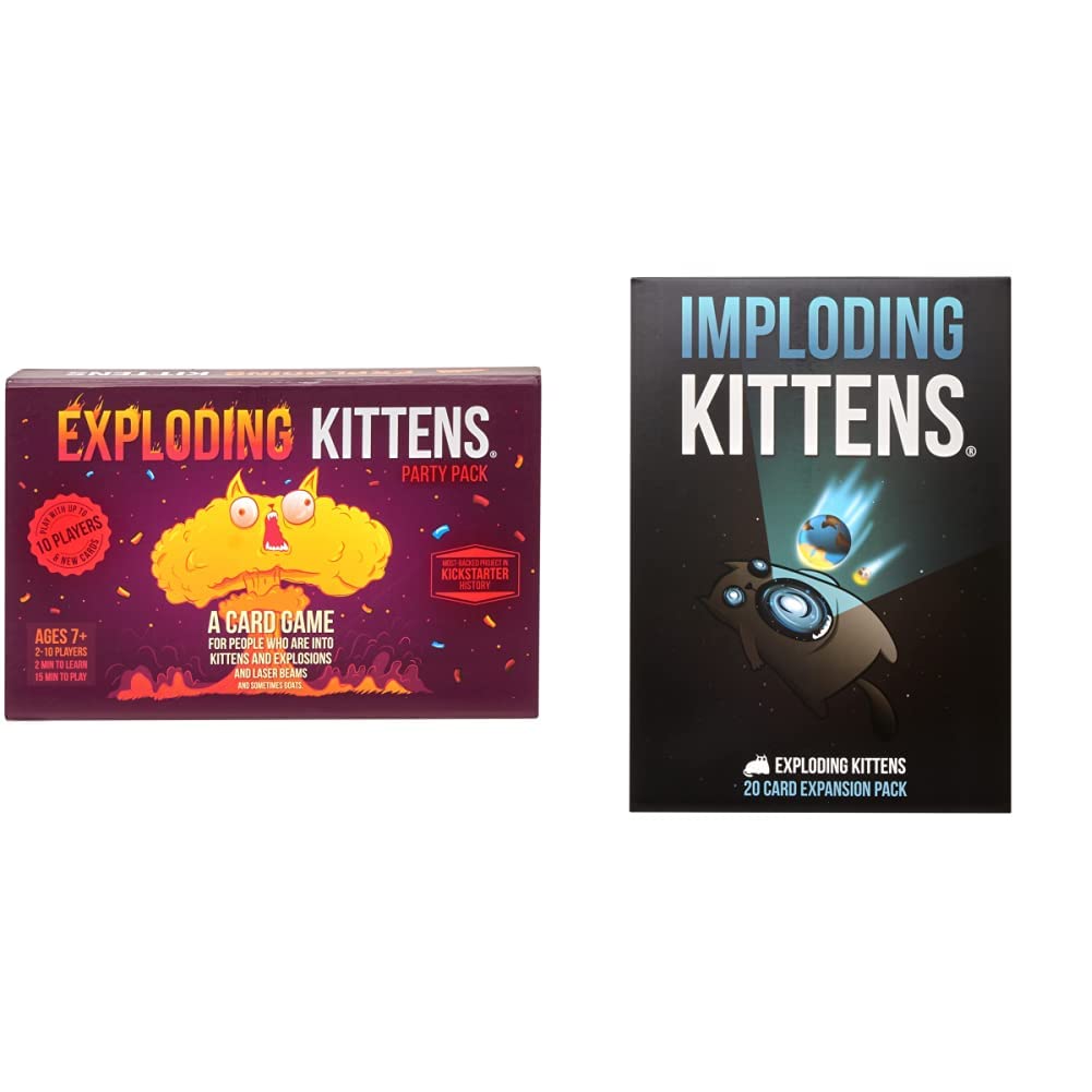 Exploding Kittens Party Pack by Card Games for Adults Teens & Kids - Fun Family Games & Imploding Ki