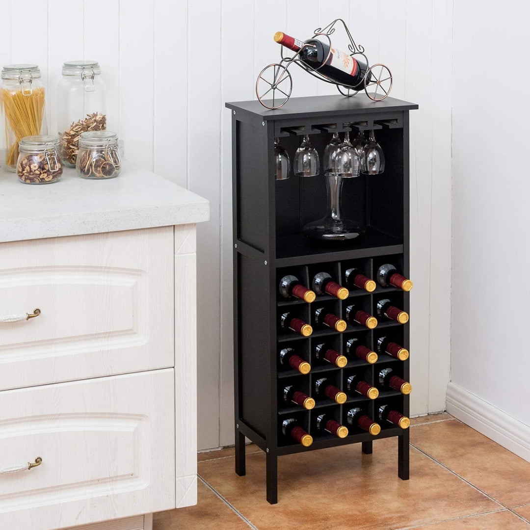 KOMFOTTEU Weinschrank, Weinständer mit 20 Flaschen & 4 Reihen Weinglashalter, Flaschenständer stehen