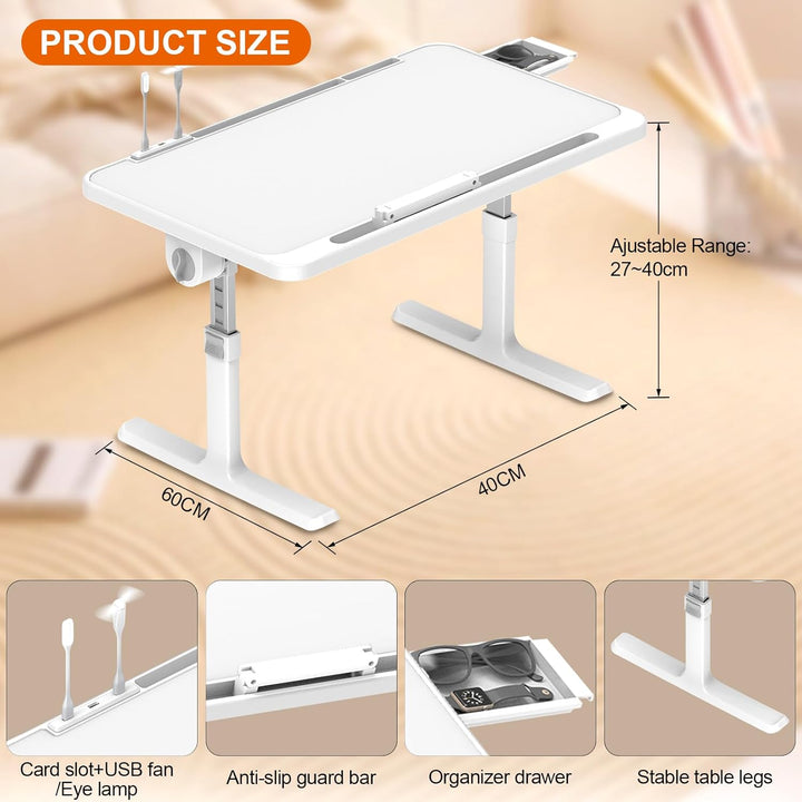 Huracan Laptoptisch Klappbarer, Laptop Betttisch, Tragbares Lapdesk mit 5-Höhenverstellbar und Winke