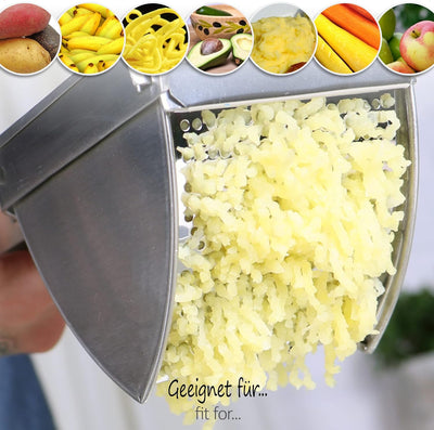 com-four® Kartoffelpresse aus rostfreiem Edelstahl, spülmaschinengeeignet - Spätzlepresse - Spaghett