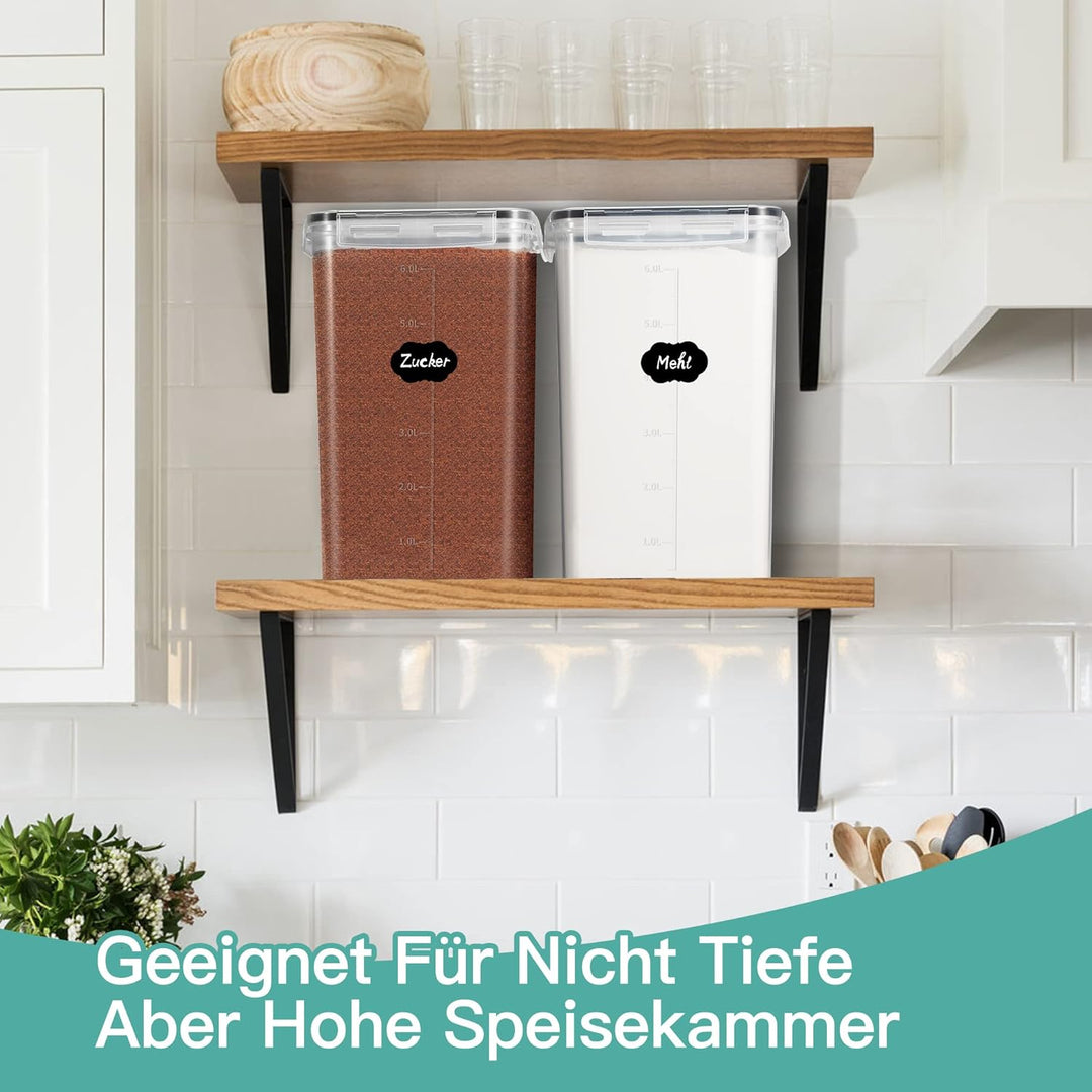 6,5L Gross Vorratsdosen mit Deckel Luftdicht 2er Set, Etiketten und Löffel, BPA Frei Plastik Aufbewa