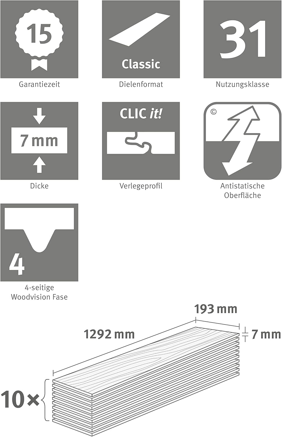EGGER Laminatboden EL1000 Berdal Eiche hell (7mm, 2,494m²) | authentische Holzoptik | | Einfache Ver