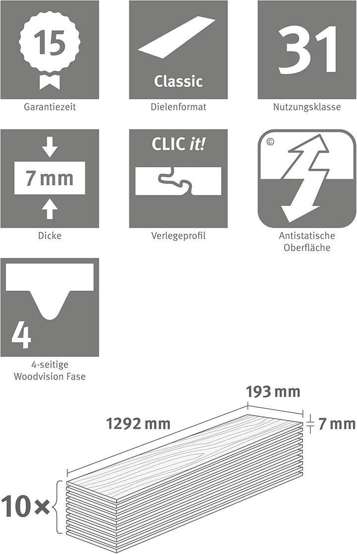 EGGER Laminatboden EL1000 Berdal Eiche hell (7mm, 2,494m²) | authentische Holzoptik | | Einfache Ver