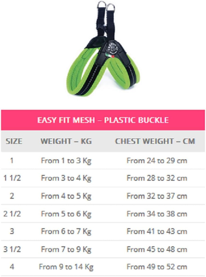 Tre Ponti Geschirr Easy Fit Soft Mesh mit Click Verschluss Raspberry Gr 1. / 24-29cm / bis 3kg, Rasp