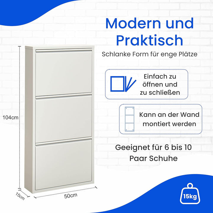 Schuhregal Metall Schuhschrank Hoch Schuhkipper mit Magnetische Abdeckung Montiert Schmal und Wandmo