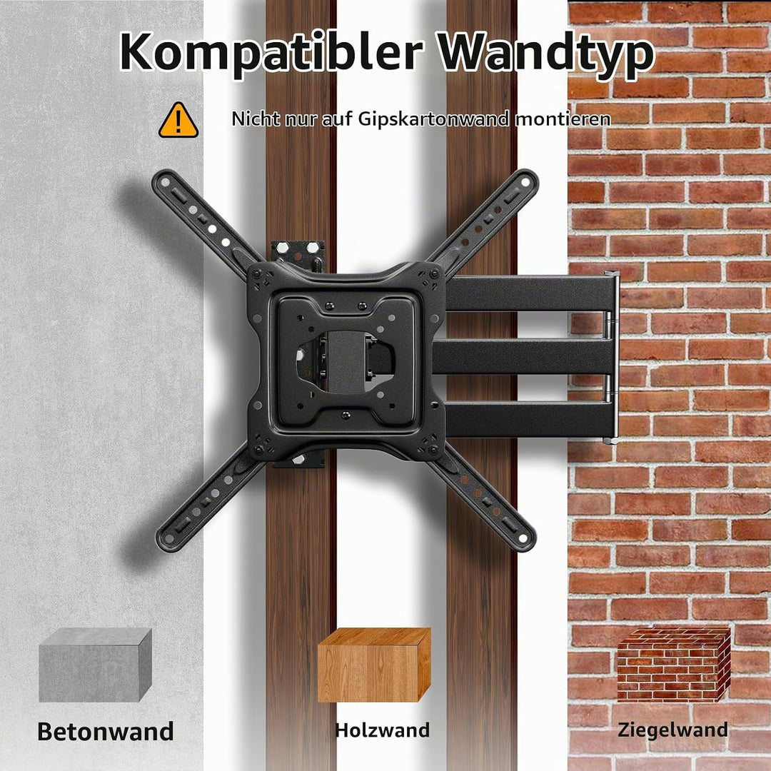 TV Wandhalterung mit 728 mm langem Schwenkarm, für 23–65 Zoll Fernseher, neigbar &amp; drehbar, VESA 400