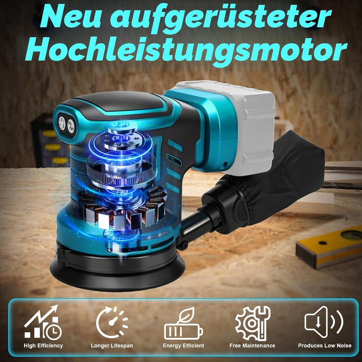 Exzenterschleifer für Makita 18V Akku(no Akku),125mm Schleifmaschine, 3 Geschwindigkeiten 7,000-11,0