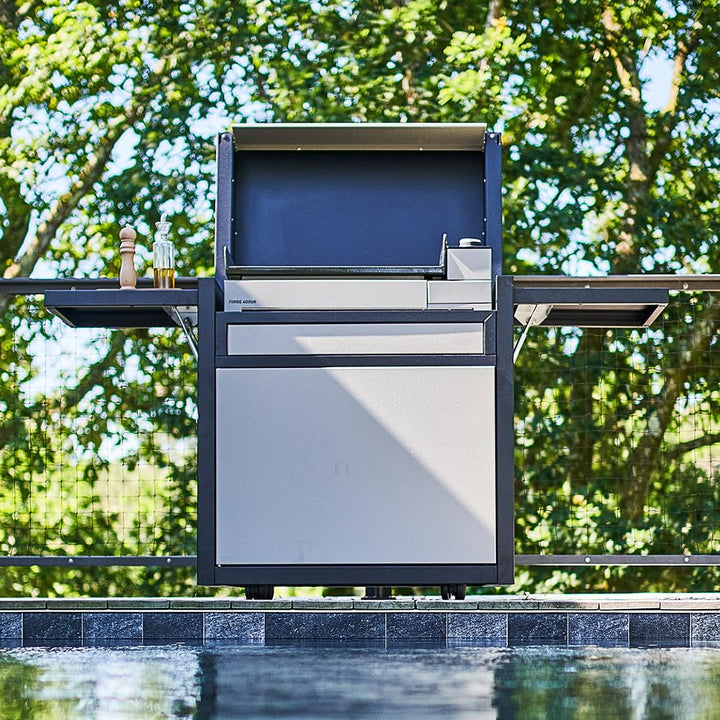 FORGE ADOUR Zubehör Grillplatte Trolley Premium Stahl geschlossen schwarz und hellgrau 60