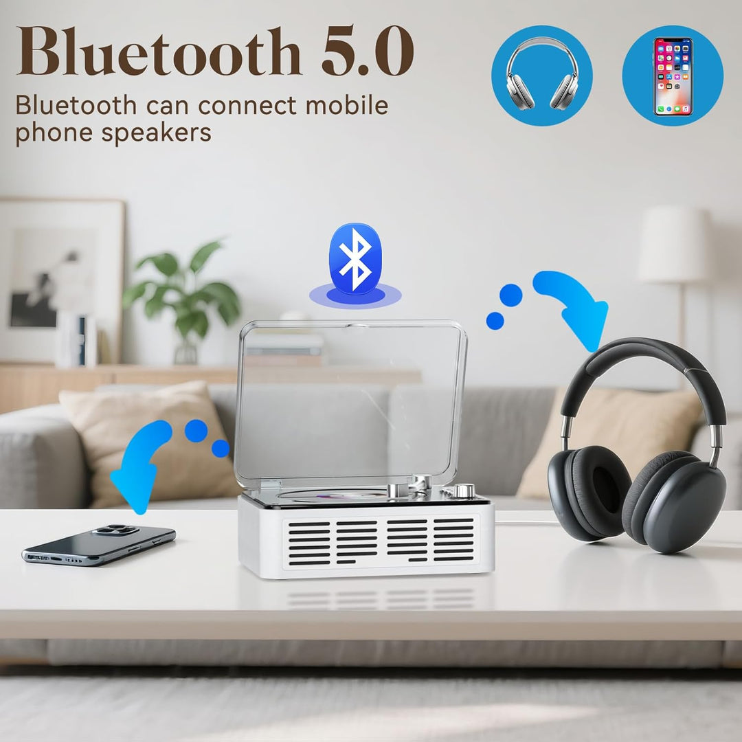 Gueray CD Player mit Lautsprechern HiFi-Stereo-Sound CD Spieler, Vintage-CD-Player Bluetooth für zu