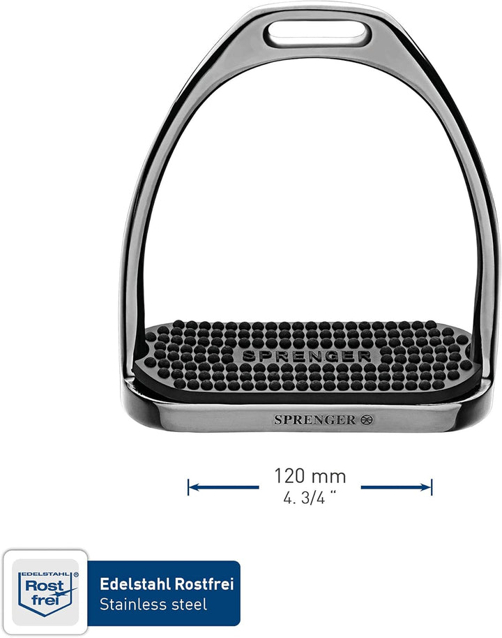 SPRENGER Fillis Steigbügel, 120 mm Trittweite I Bügel mit Farbiger Einlage, rostfreies Edelstahl, 2