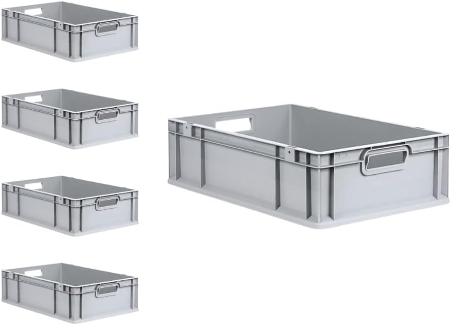 PROREGAL SuperSparSet 5x Eurobox NextGen Grip | HxBxT 17x40x60cm | 34 Liter | Griffe offen | Glatter