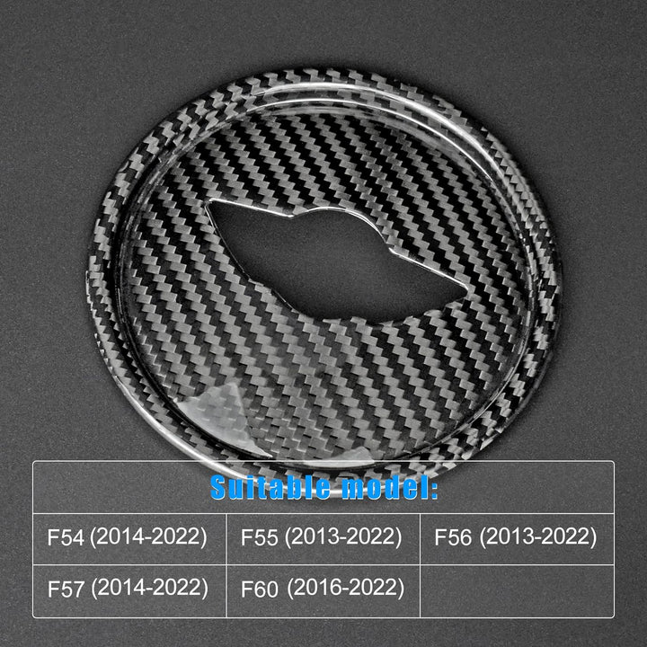 KUNGKIC Kohlefaser Auto Lenkrad Mittelmarkierung Abdeckung Dekorative Aufkleber für Mini Cooper Club