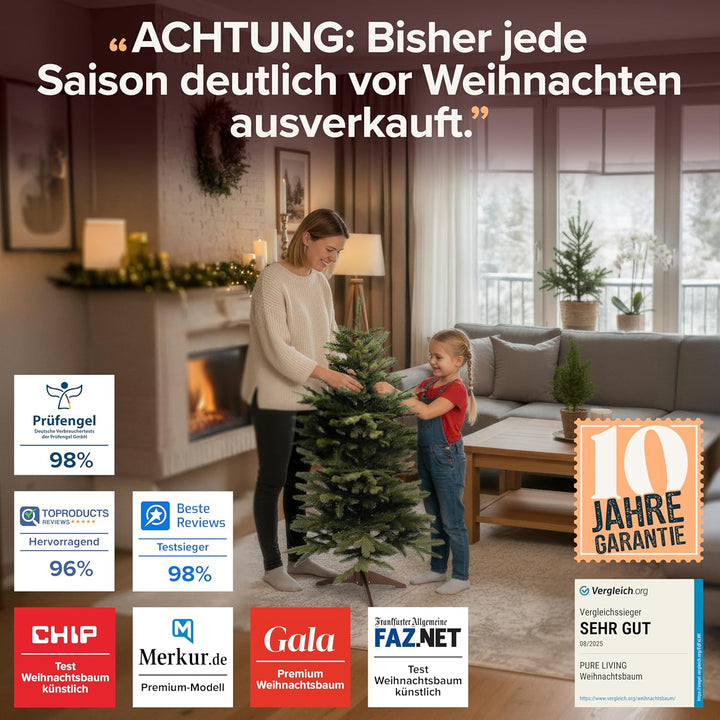Premium Weihnachtsbaum künstlich 120cm -TESTSIEGER - Naturgetreu, dichte Zweige, Künstlicher Weihnac