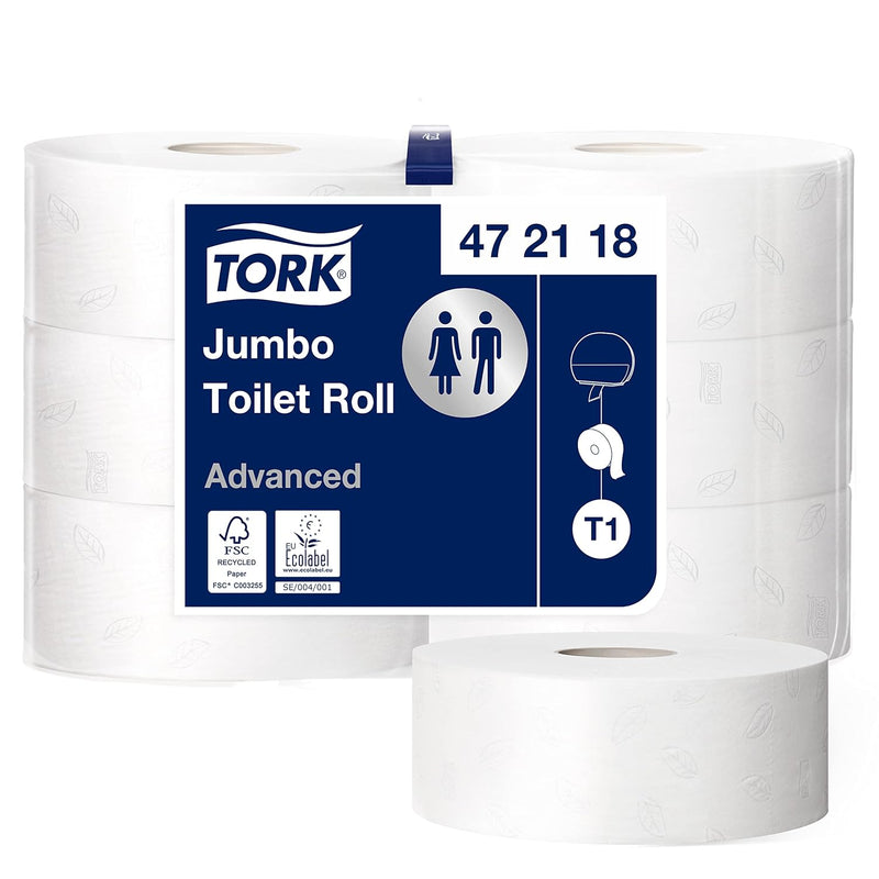 Tork Jumbo Toilettenpapier Weiss T1, Advanced, 2‑lagig, 6 × 380 m, 472118