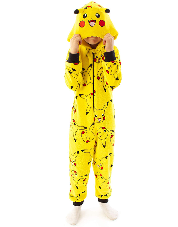 Pokémon Onesie Jungen | Kinder Pyjamas Pikachu Gelb 3D Ohren All In One Outfit | Gamer-Merchandise 1