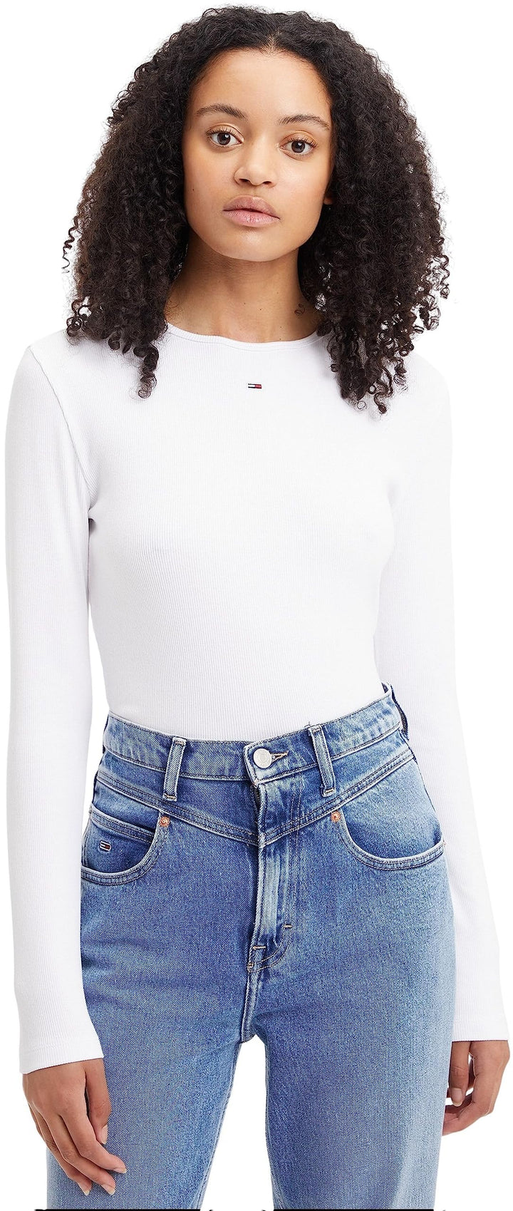 Tommy Jeans Damen Langarm Strickoberteile XS Weiss, XS Weiss