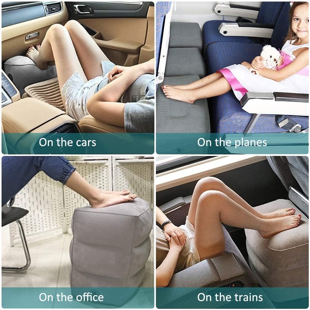 Aufblasbares Fussstützen kissen für Reisen, Yuandream Reise Fussstütze Kissen höhenverstellbar Flugz