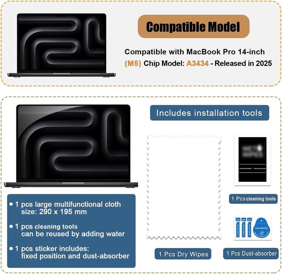 Displayschutzfolie aus gehärtetem Glas für MacBook Pro 14 Zoll M5 Chip (2025) 9H HD Anti-Öl Kratzer