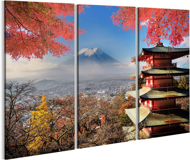 islandburner Bild Bilder auf Leinwand Mt. Fuji mit Herbstfarben in Japan. Wandbild, Poster, Leinwand