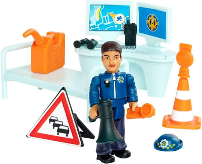 Simba 109251097 - Feuerwehrmann Sam Polizeistation, Spielfigur Rose, Garage für Polizeiauto, Sound u