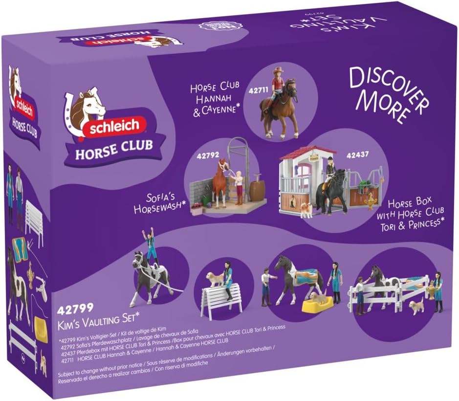 schleich Horse Club | Kim's Voltigier Set 42799 | Pferde Spielset mit Kim, Tom, Voltigierzubehör und
