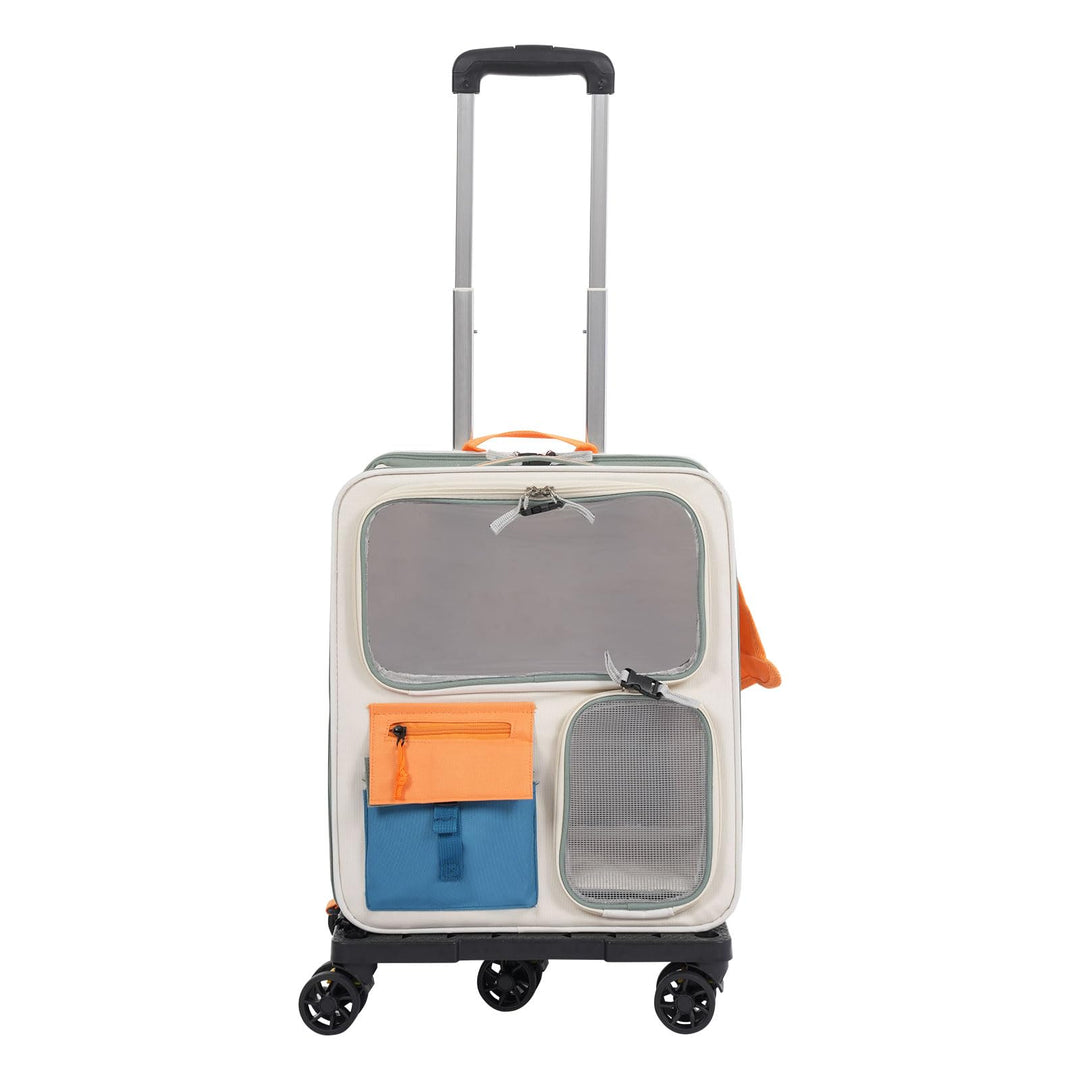 2-in-1 Transportrucksack Transportbox für Haustiere mit Rädern, Hundetransportbox Hunderucksack Katz