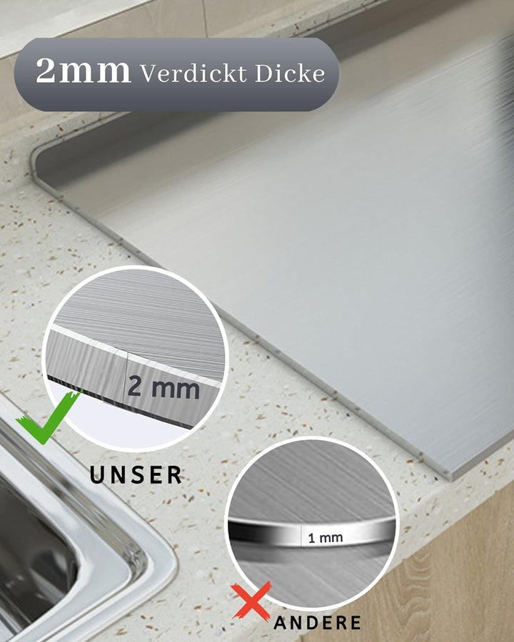 JanYoo Arbeitsplatte Knetbrett 304 Edelstahl Titan Schneidebrett 40x30cm, 2mm Dicke Titanium Cutting