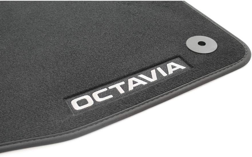 Skoda 5E4061404 Fussmatten Textil Velours 4X Stoffmatten, mit Octavia Schriftzug, schwarz