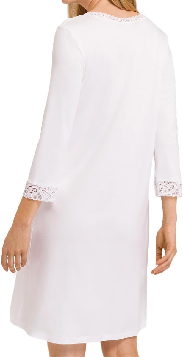 Hanro - Moments - Damen - Nachtwäsche - Nachthemd - Baumwolle - mit Spitze XS Weiss, XS Weiss