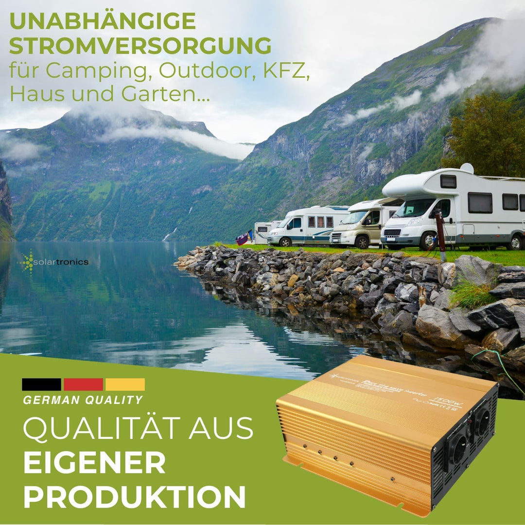 Spannungswandler 12V 300 bis 3000 Watt reiner SINUS mit echtem Power USB 2.1A Gold Edition (1500-300