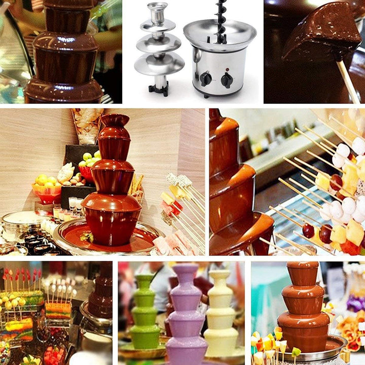 Elektrischer Schokoladenbrunnen 170W, Edelstahl 4 stufiger Schokobrunnen für Kindergeburtstage und