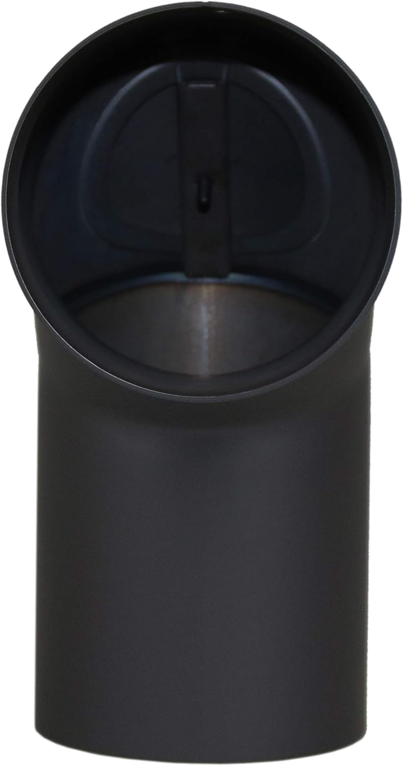 LANZZAS Ofenrohr Bogen 90° Grad mit Tür (2x 45°), im Durchmesser, DN Ø 150 mm, Farbe: schwarz-metall