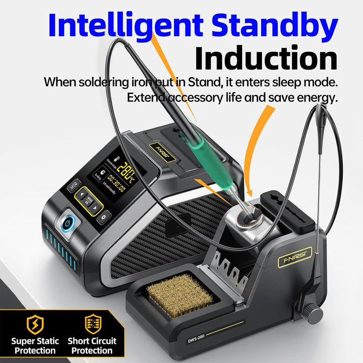 DEWIN Lötstationen, 200W Lötkolben Station 100-450℃ Digital Display Automatischer Ruhezustand und Ka