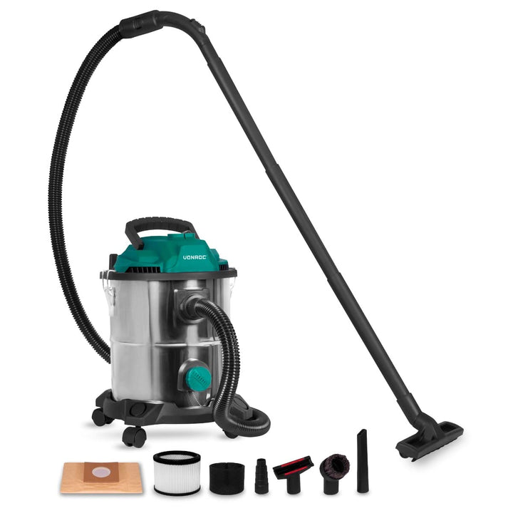 VONROC Nass und Trockensauger - Nasssauger, Industriesauger trocken und nass - Werkstattsauger 1400W