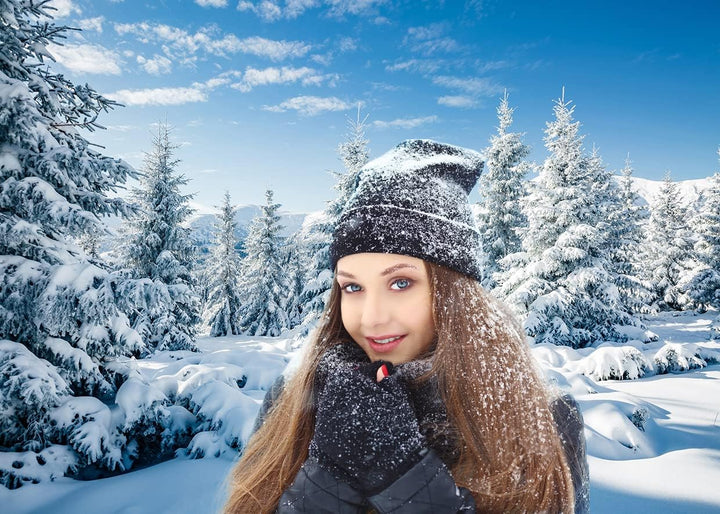 AIIKES 8x6FT Schneelandschaft Hintergrund Winter Wald Schnee Baum Fotografie Hintergrund Outdoor Him