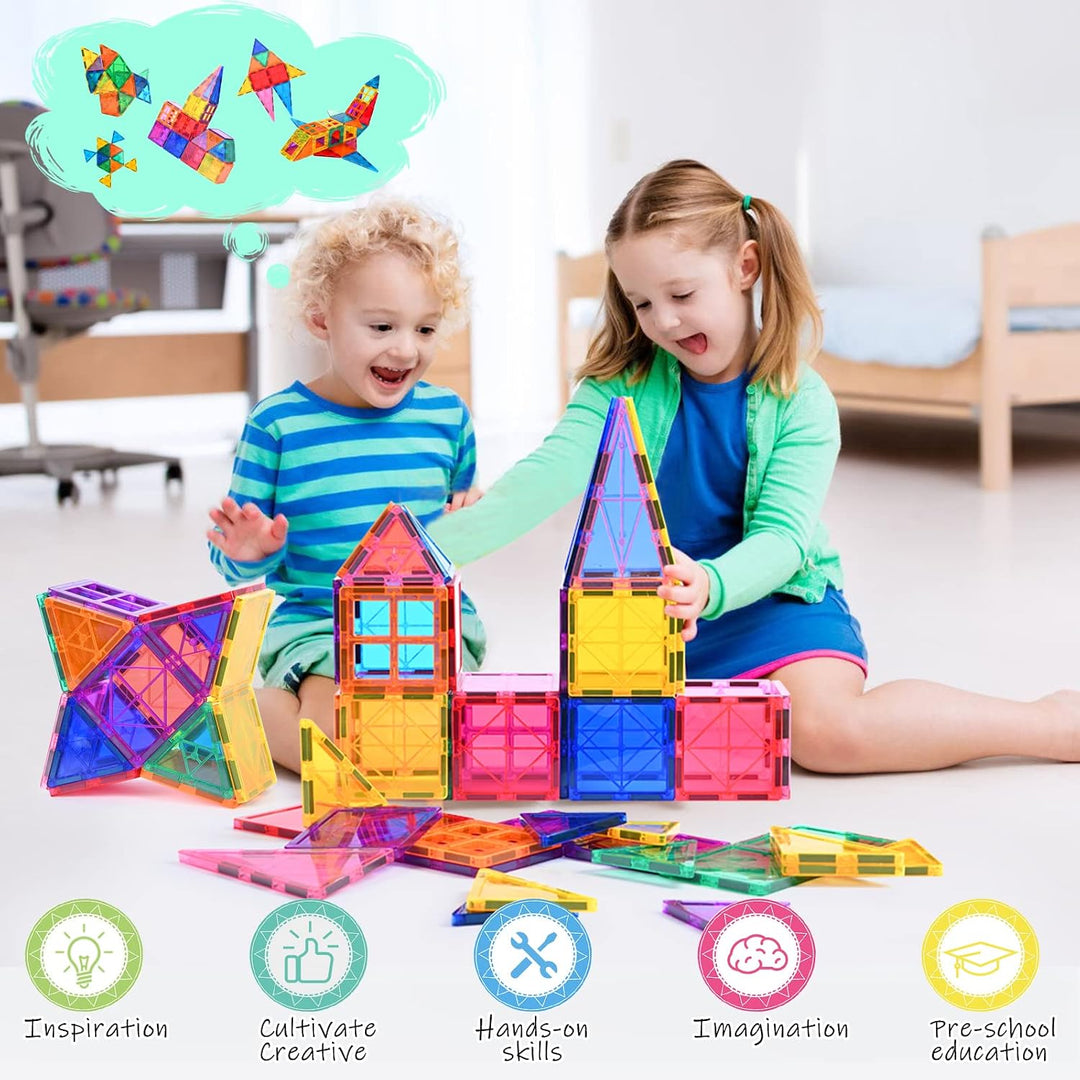 Magnetische Bausteine 100Pcs für Kinder ab 3+ Jahre Starke Magnet Montessori Spielzeug Kinder STEM-L
