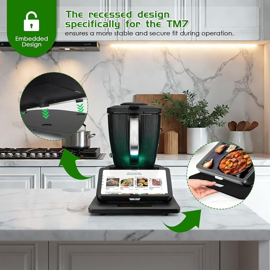 Gleitbrett für Thermomix TM7 Zubehör – Mit 360° Rollen & Gummifüssen, Leicht zu Bewegen & Stabil, Sc