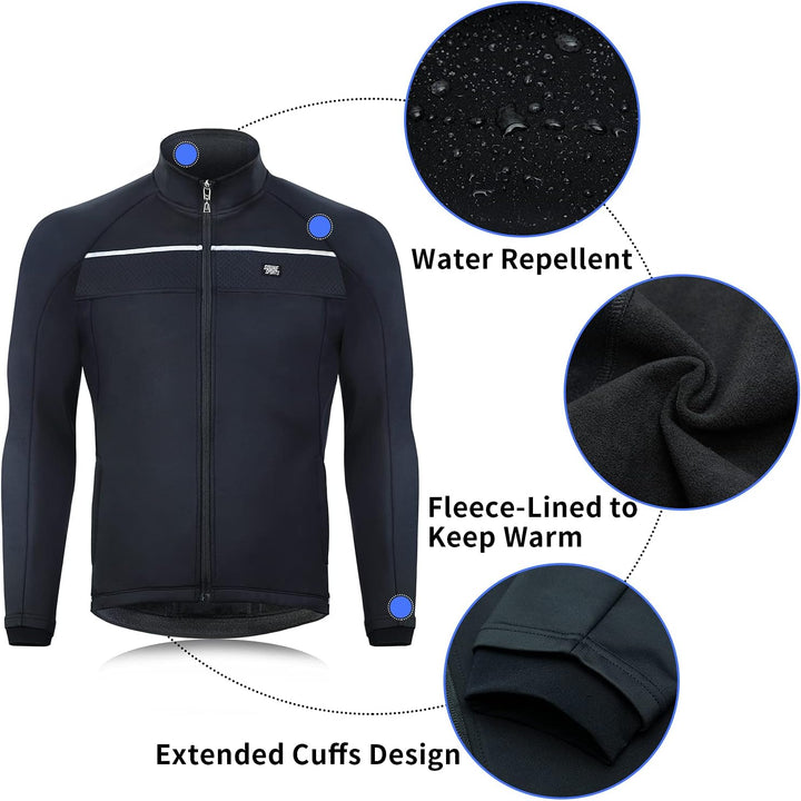 Souke Sports Fahrradjacke Herren Winter Thermo Radjacke Winddichte &amp; wasserdichte mit Reflektierende