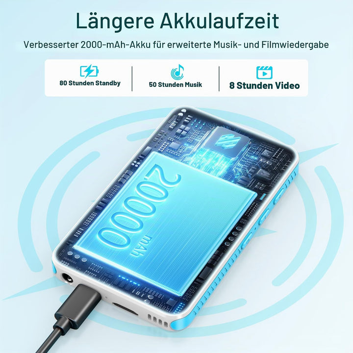 SWOFY 160GB MP3 Player mit Bluetooth und WLAN，D08 Android 13 MP3 Player, 4 Zoll Touchscreen, Bluetoo
