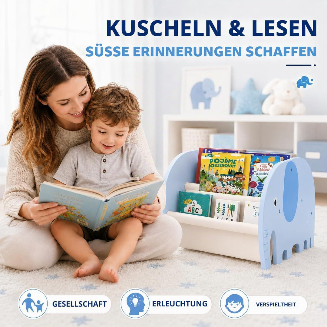 Kinder Bücherregal aus Holz,Montessori Baby Bücherregal mit 4 Ebenen für Kinderzimmer,Tragbares Kind