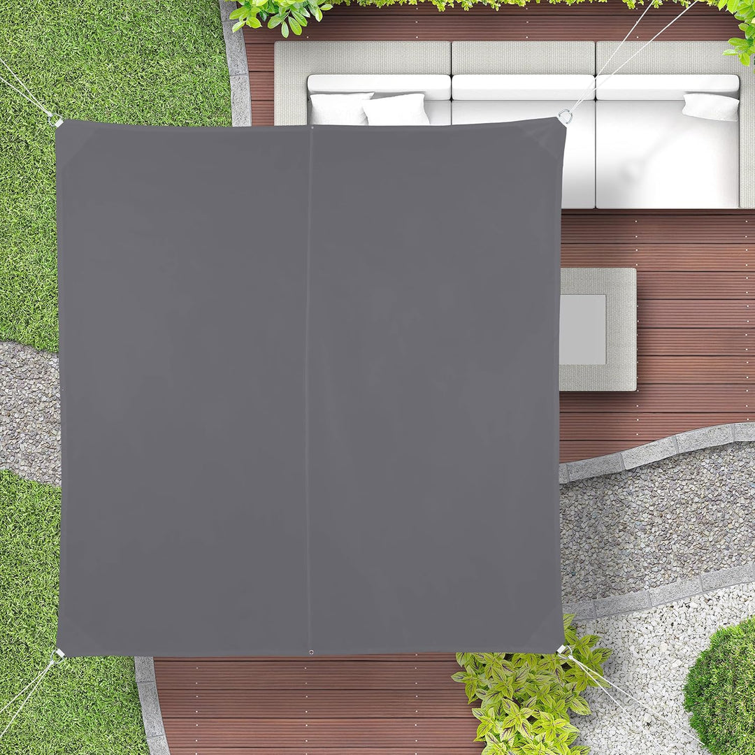 Relaxdays, grau Sonnensegel quadratisch, wasserabweisend, UV-Schutz, mit Spannseilen, Terrasse, Balk