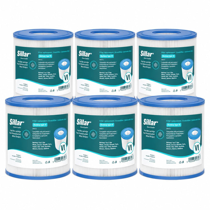 Sillar Pool Filter Ersatzkartusche Typ VI für Whirlpools, kompatibel mit Bestway 58323, Lay-Z-Spa, F