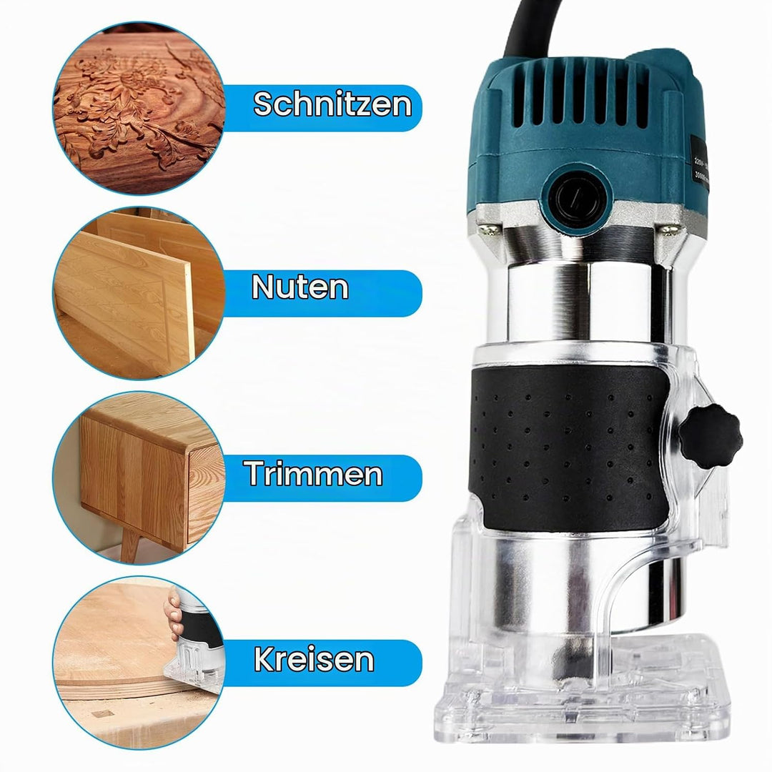 Elektrischer Oberfräse Kantenfräse, 220V 800W Oberfräse Trimmer mit Transparenter Grundkantenführung