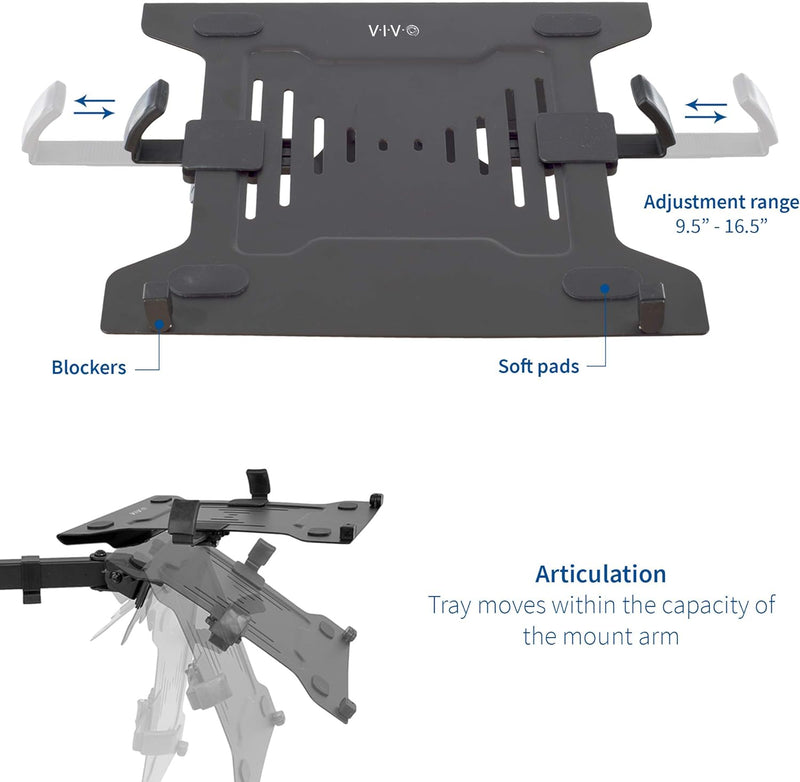 VIVO Universal-Laptop-Halterung für VESA-kompatible Monitorarme, Notebook-Tablett, 25,4 bis 39,6 cm