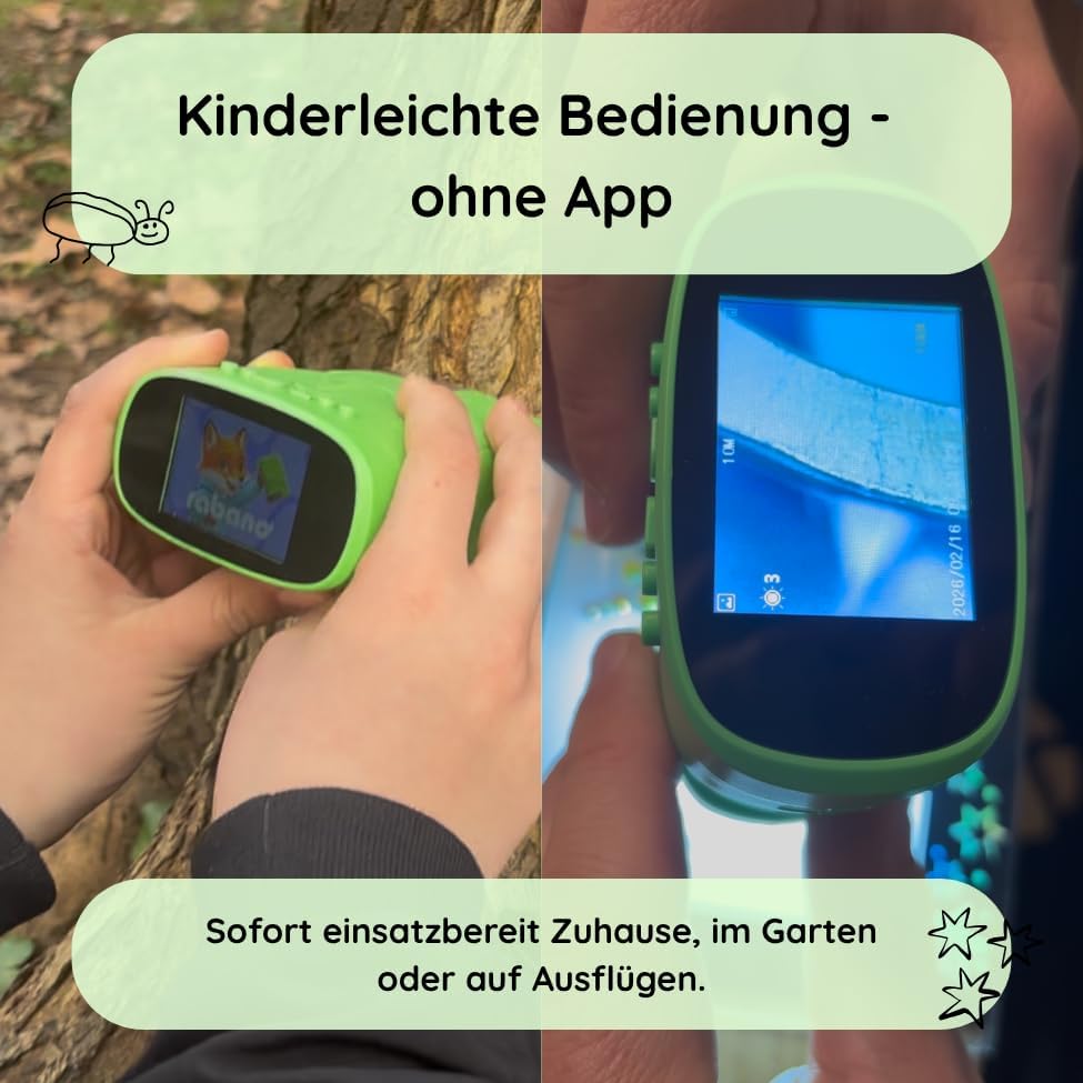 Rabano Tragbares Kinder Mikroskop, 1000x Zoom und HD-Bildschirm, Digitales Mikroskop Kinder für Expe